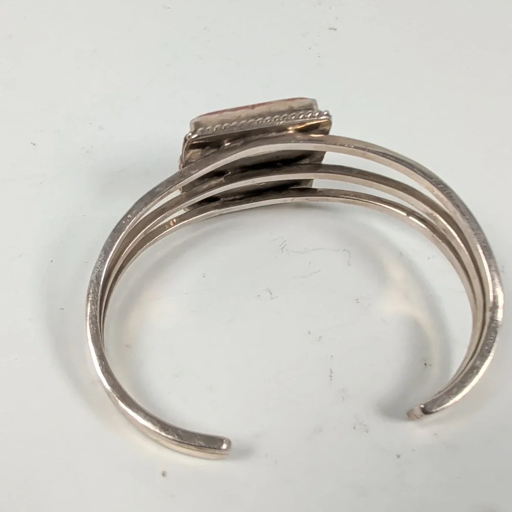 P.A. Smith Sterling Silver Red Sponge Coral Split Shank Cuff Bracelet
